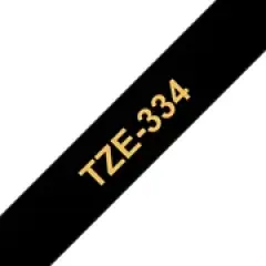 Brother P-touch TZe-334 (12mm x 8m) Gold On Black Labelling Tape Image
