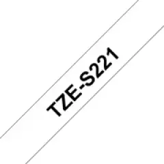 Brother P-touch TZe-S221 (9mm x 8m) Black On White Strong Adhesive Laminated Labelling Tape Image