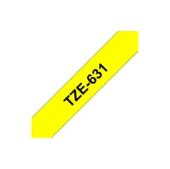 Brother P-touch TZe-631S (12mm x 4m) Black On Yellow Labelling Tape Image