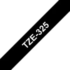 Brother P-touch TZe-325 (9mm x 8m) White On Black Laminated Labelling Tape Image