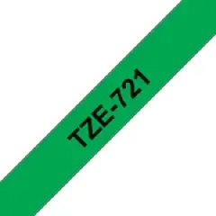 Brother P-touch TZe-721 (9mm x 8m) Black On Green Gloss Laminated Labelling Tape for P-touch Image
