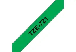 Brother P-touch TZe-721 (9mm x 8m) Black On Green Gloss Laminated Labelling Tape for P-touch