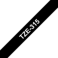Brother P-touch TZe-315 (6mm x 8m) White On Black Laminated Labelling Tape Image