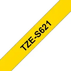Brother P-touch TZe-S621 (9mm x 8m) Black On Yellow Strong Adhesive Laminated Labelling Tape Image