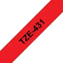 Brother P-touch TZe-431 (12mm x 8m) Black On Red Laminated Labelling Tape Image