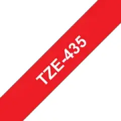 Brother P-touch TZe-435 (12mm x 8m) White On Red Laminated Labelling Tape Image
