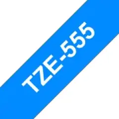 Brother P-touch TZe-555 (24mm x 8m) White On Blue Gloss Laminated Labelling Tape Image