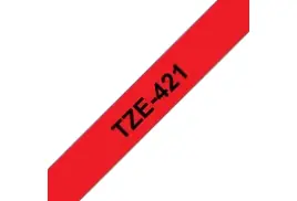 Brother P-touch TZe-421 (9mm x 8m) Black On Red Gloss Laminated Labelling Tape