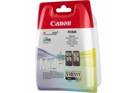 Original Canon PG-510 CL 511 (2970B010) Ink multi pack, 220 pages, 9ml, Pack qty 2