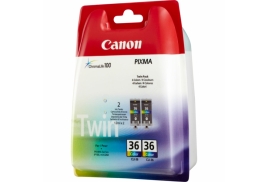 1511B018 | Original Canon CLI-36 Twin-pack of color inks, 249 pages, 12ml, Pack qty 2