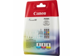 Original Canon CLI-8 (0621B029) Ink cartridge multi pack, 3x13ml, Pack qty 3