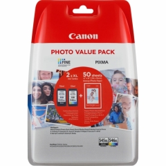 Canon 1 X PG-545XL ,1 X CL-546XL Multi Pack + 50 sheets 6x4 Photo Paper Image