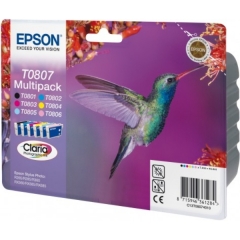 Epson T0807 Hummingbird 6 Colour Standard Capacity Ink Cartridge 6x7ml Multipack - C13T08074011 Image