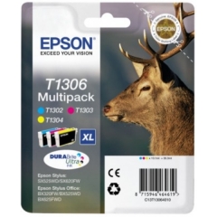 Epson T1306 Stag Colour High Yield Ink Cartridge 3x10ml Multipack - C13T13064012 Image