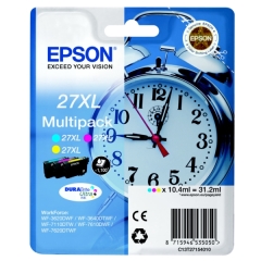 Epson 27XL Alarm Clock Colour High Yield Ink Cartridge 3x10ml Multipack - C13T27154012 Image