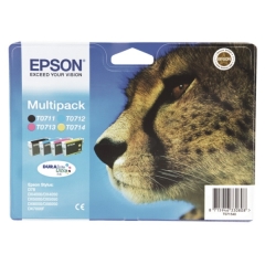 1 full set of Original Epson T0715 Cheetah Inks, 23.9ml of Ink (4 Pack) Image