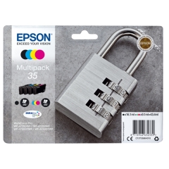 Epson 35 Padlock Black CMY Colour Standard Capacity Ink Cartridge 16ml 3 x 9ml Multipack - C13T35864010 Image