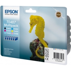 Epson T0487 Seahorse Colour Standard Capacity Ink Cartridge 6 x 13ml Multipack - C13T04874010 Image