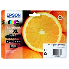 1 Full set of Original Epson 33XL Oranges ink Cartridges 47ml of Ink (5 Pack) Image