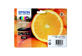 1 Full set of Original Epson 33 Oranges ink Cartridges 24.4ml of Ink (5 Pack)