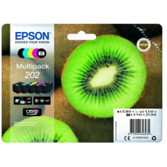 1 Full set of Epson 202 Ink Cartridges 23.3ml of ink (5 PACK) Image