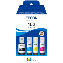 Epson 102 Black Cyan Magenta Yellow Ink Cartridge 1 x 127ml + 3 x 70ml Eco Tank - C13T03R640 Image