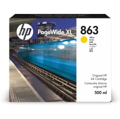 F9K39A | Original HP 863 Yellow Ink, 500ml, PageWide XL Image