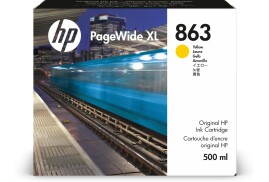 F9K39A | Original HP 863 Yellow Ink, 500ml, PageWide XL