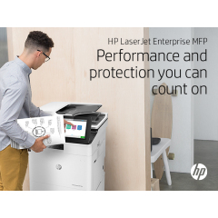 HP LaserJet Enterprise MFP M635fht, Print, copy, scan, fax, Front-facing USB printing; Scan to email/PDF; Two-sided printing; 150-sheet ADF; Strong Security Image