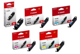 1 full set of Original Canon PGI-550XL and CLI-551XL Inks (5 Pack) 61.2 ml of Ink