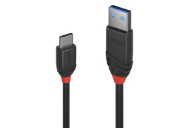 Lindy 1m USB 3.2 Type A to C Cable 3A, Black Line