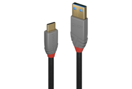 Lindy 1.5m USB 3.1 Type A to C Cable, 5A PD, Anthra Line