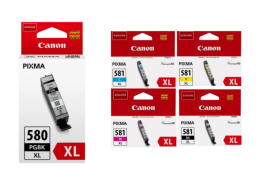1 Full set of Canon PGI-580XL & CLI-581XL inks (5 Pack) 51.7ml of ink