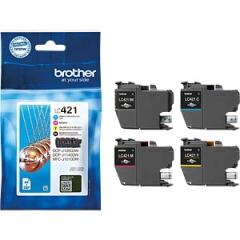 Multipack of Brother LC421 Inks, 1 x Black, Cyan, Magenta & Yellow, prints up to 200 pages each Image