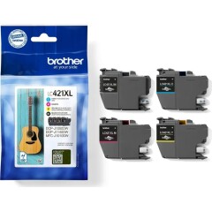 Multipack of Brother LC421XL Inks, 1 x Black, Cyan, Magenta & Yellow, prints up to 500 pages each Image
