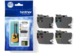 Multipack of Brother LC421XL Inks, 1 x Black, Cyan, Magenta & Yellow, prints up to 500 pages each