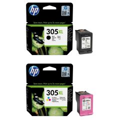Multipack of Original HP 305XL Black & Colour Inks, 1 x 240pgs + 1 x 200pgs Image