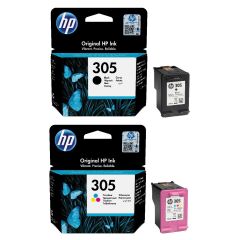 Multipack of HP 305 Black & Colour Inks, 1 x 120pgs + 1 x 100pgs Image