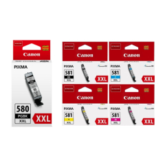 1 Full set of Canon PGI-580XXL & CLI-581XXL inks (5 Pack) 72.5 ml of ink Image