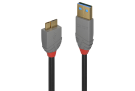 Lindy 1m USB 3.2 Type A to Micro-B Cable, Anthra Line