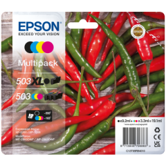 Epson Chillies 503 Standard Capacity CMY High Capacity Black Multi Pack Ink Cartridge 19.1ml - C13T09R94010 Image