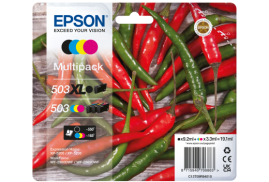 Epson Chillies 503 Standard Capacity CMY High Capacity Black Multi Pack Ink Cartridge 19.1ml - C13T09R94010
