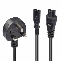 Lindy 2.5m UK 3 Pin Plug to IEC C5 & IEC C7 Splitter Extension Cable, Black Image