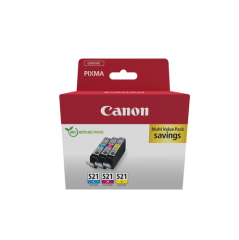 2934B015 | Multipack of Canon CLI-521 Colour inks, 3 pc(s), Cyan, Magenta, Yellow Image