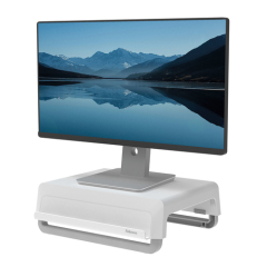 Fellowes Computer Monitor Stand with 3 Height Adjustments - Breyta Monitor Riser with Cable Management - Ergonomic Adjustable Monitor Stand for Computers - Max Weight 15KG - White Image