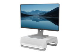 Fellowes Computer Monitor Stand with 3 Height Adjustments - Breyta Monitor Riser with Cable Management - Ergonomic Adjustable Monitor Stand for Computers - Max Weight 15KG - White