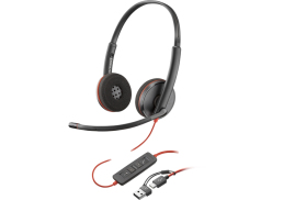 POLY Blackwire 3220 Stereo USB-C Black Headset +USB-C/A Adapter (Bulk)